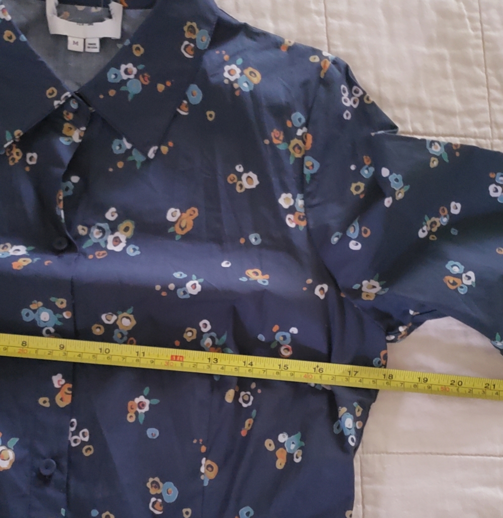 Charlotte Brody Cotton Dress Navy Button Front Dress Medium Made in USA - Picture 8 of 12